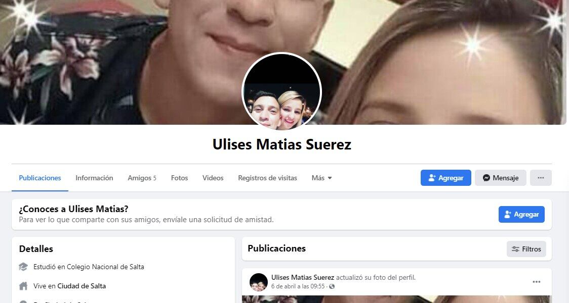 El perfil falso ofrecido en Facebook.