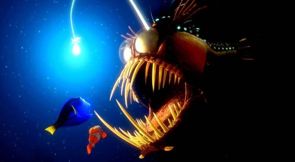 Pez diablo negro en la película de Nemo.