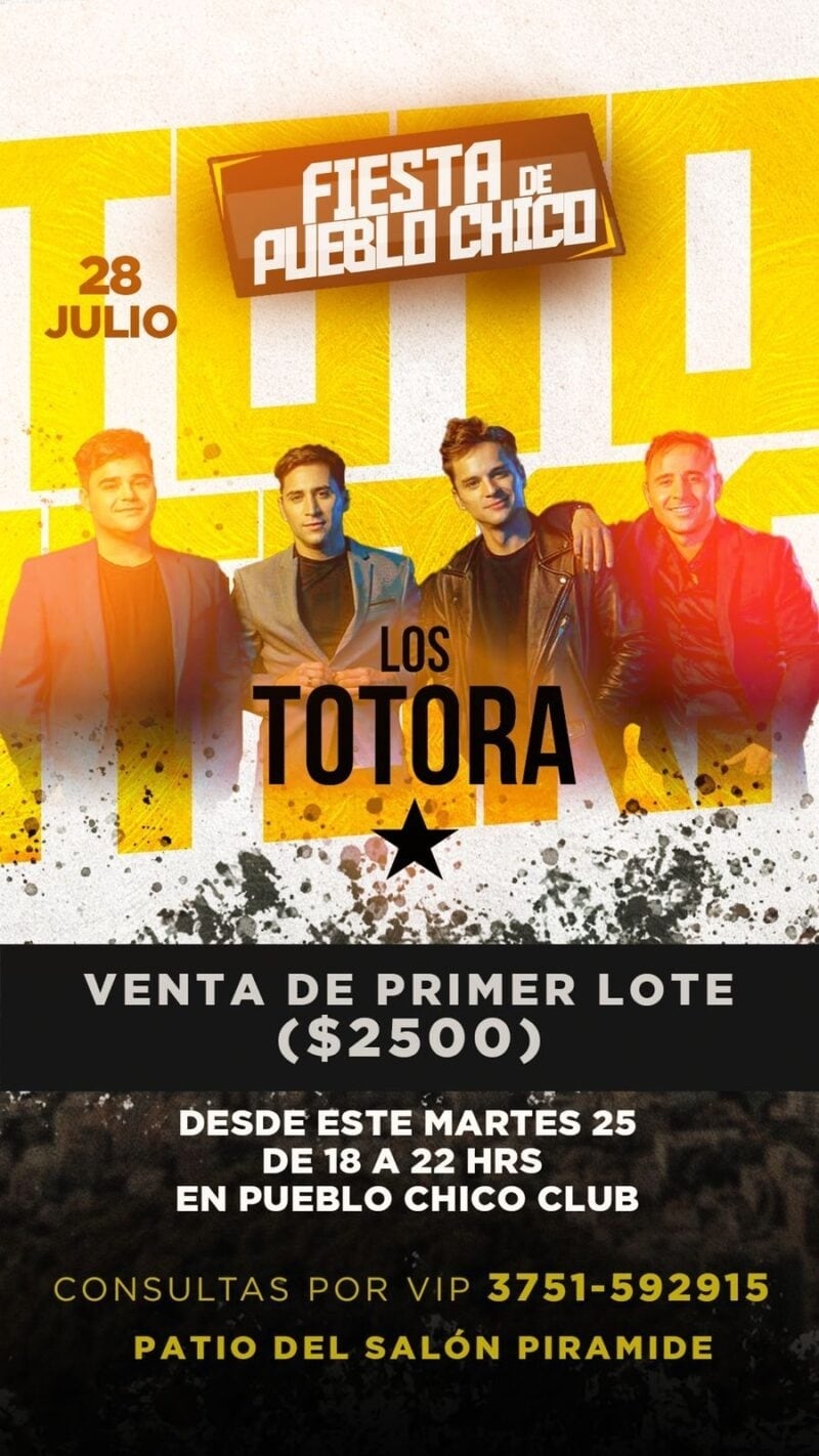 Los Totora estarán en la Fiesta de Pueblo Chico en Eldorado.