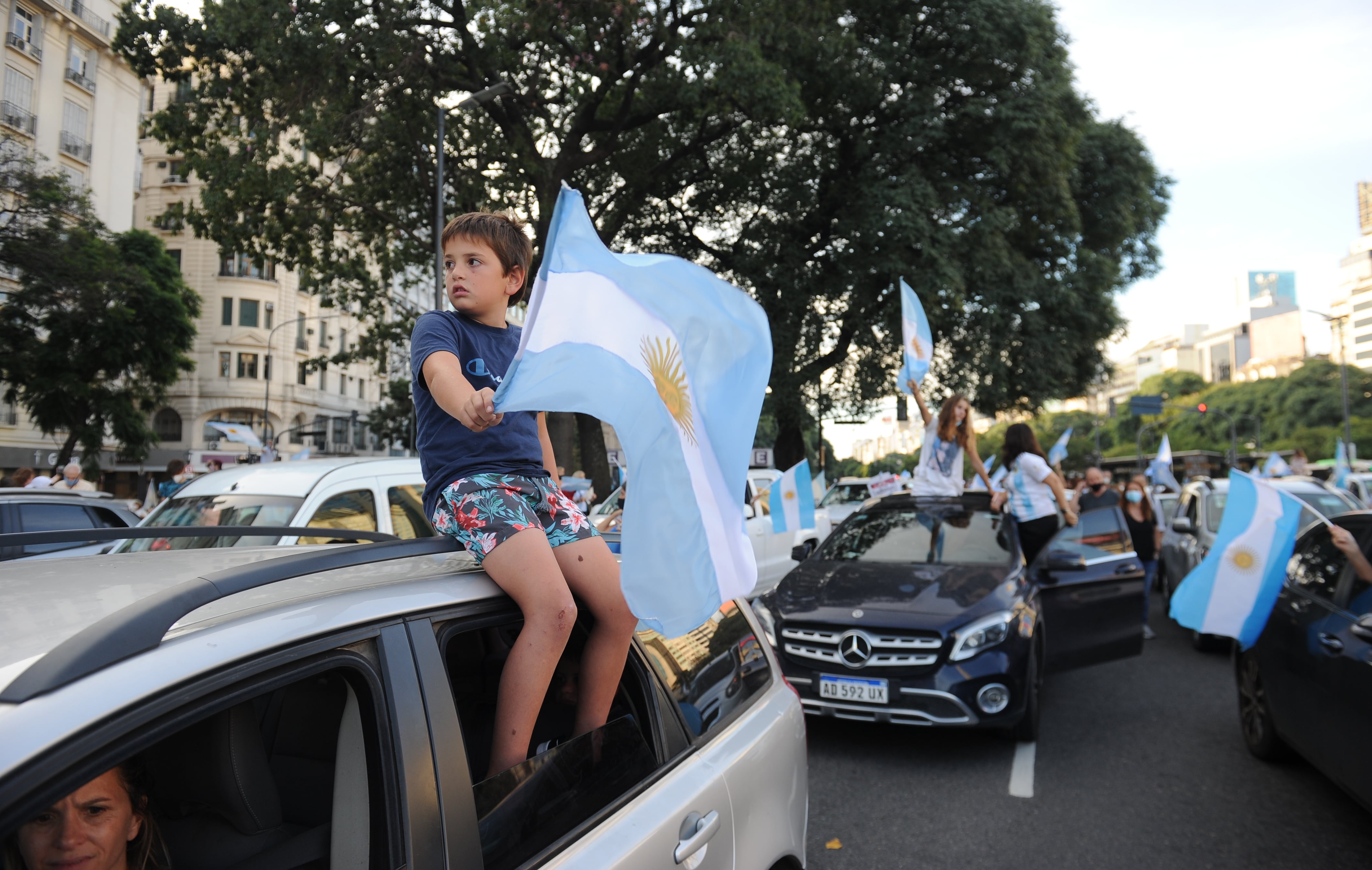 Manifestación en el Obelisco (Fotos: Clarín)