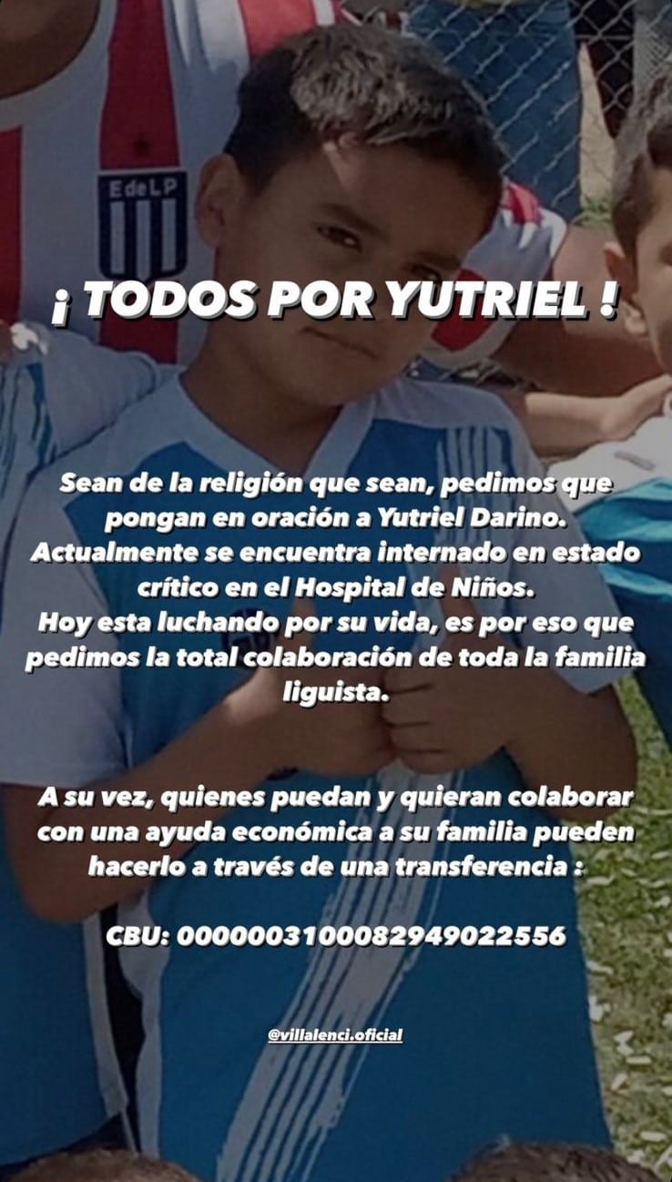 El desesperado pedido del club de fútbol de Yutriel.