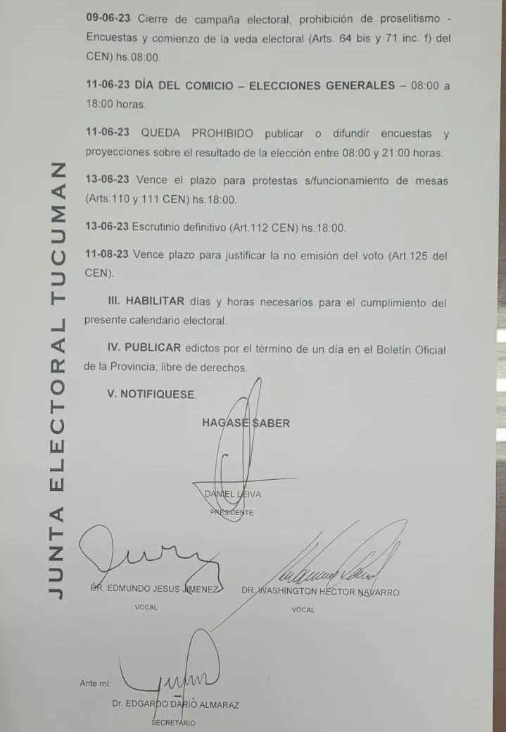 Junta electoral de Tucumán.