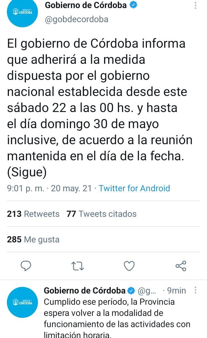 Lo anunciaron a través de la red social de Twitter.