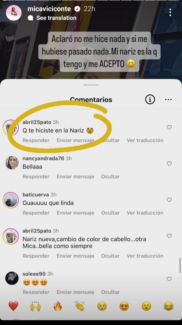 Mensaje de un seguidor a Mica Viciconte