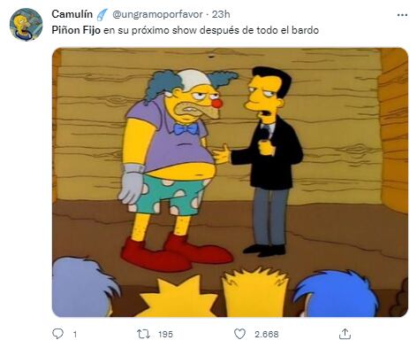 Las redes se inundaron de comparaciones entre Piñón Fijo y Krusty, el payaso de Los Simpson.