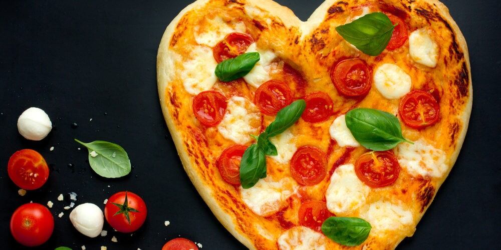 Pizza en forma de corazón