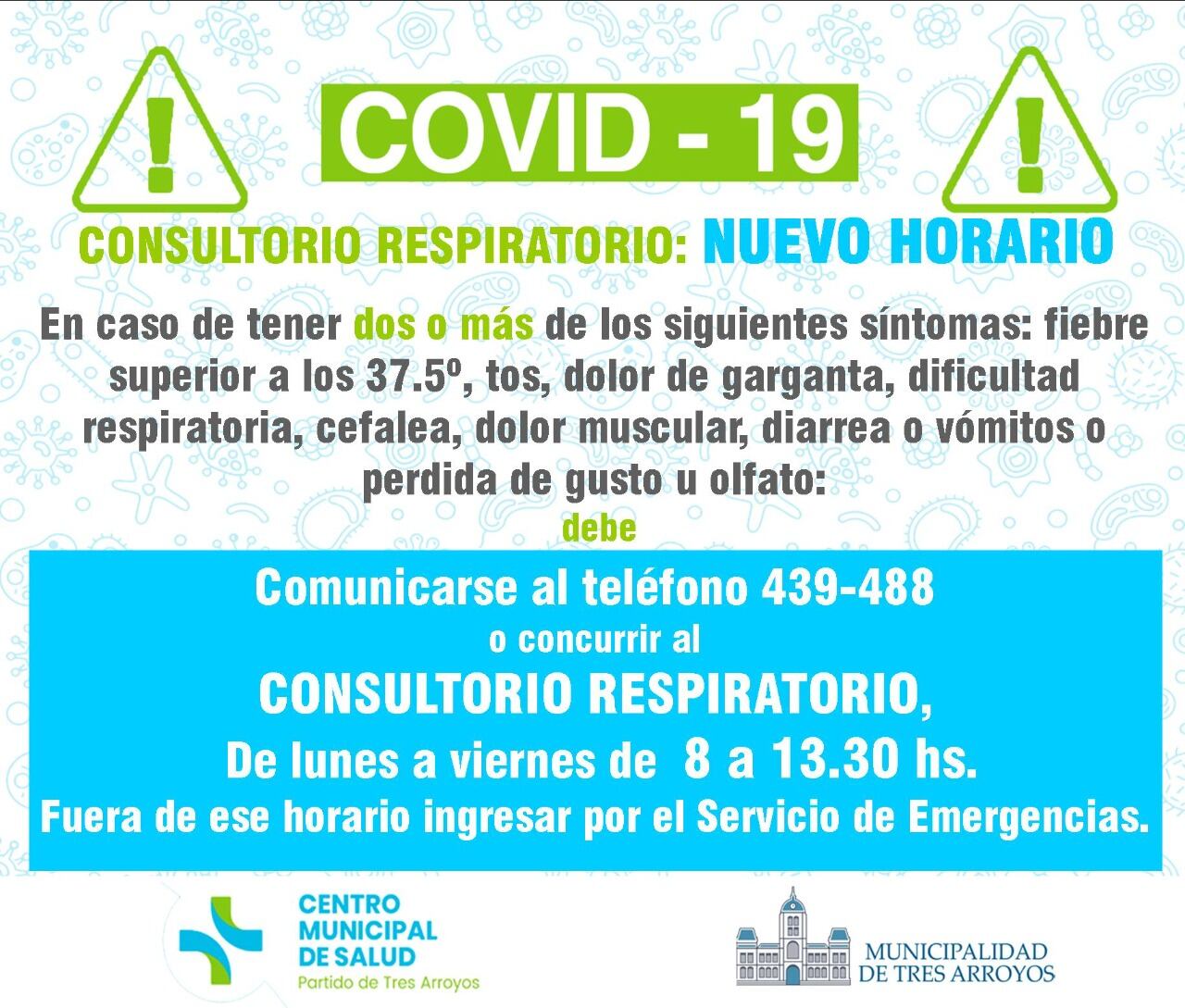 Nuevo horario de atención para pacientes respiratorios