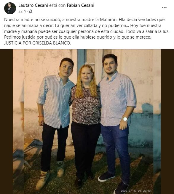 El hijo de Griselda Blanco aseguró que la asesinaron por sus denuncias contra el Poder Judicial.