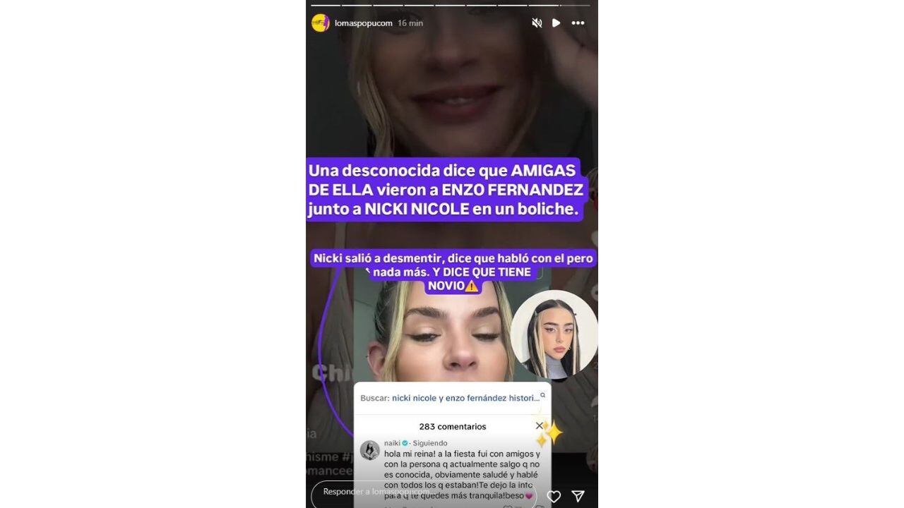 La respuesta de Nicki Nicole sobre los rumores que la involucraban con Enzo Fernández.