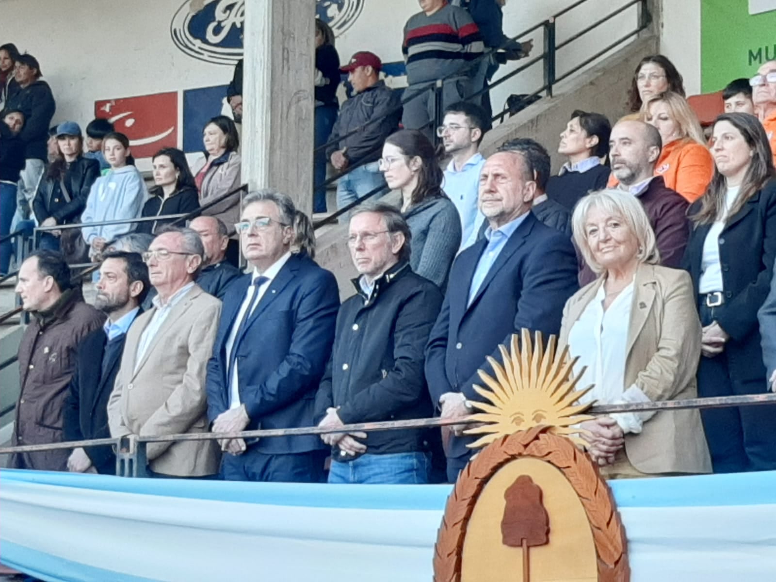 Daniel Costamagna, Luis Castellano, Juan José Bahillo, Omar Perotti y Norma Bessone en el acto de inauguración de la 115° ExpoRural de Rafaela