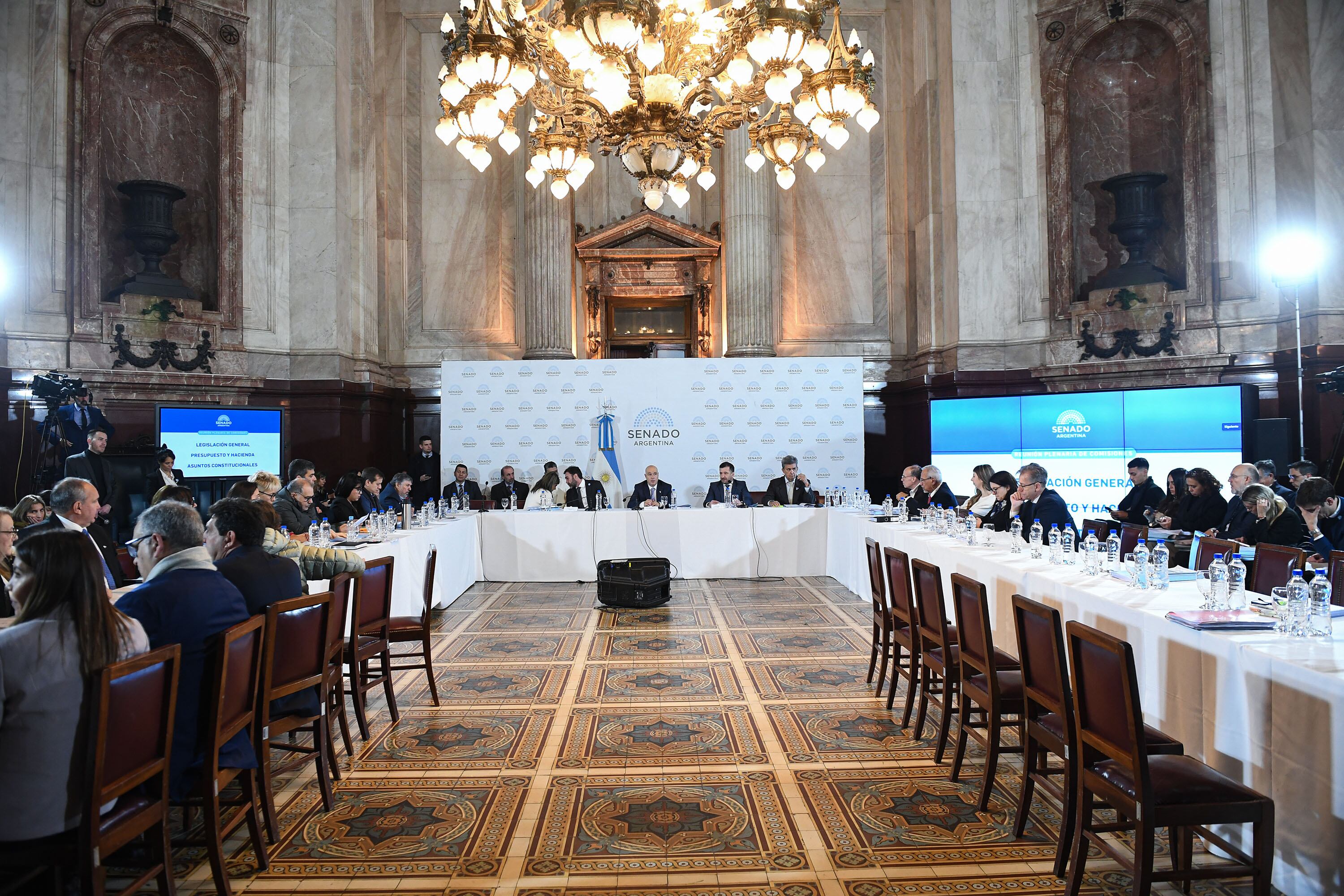 El plenario de comisiones de la "ley bases" pasó a un nuevo cuarto intermedio (Foto: Comunicación Senado)