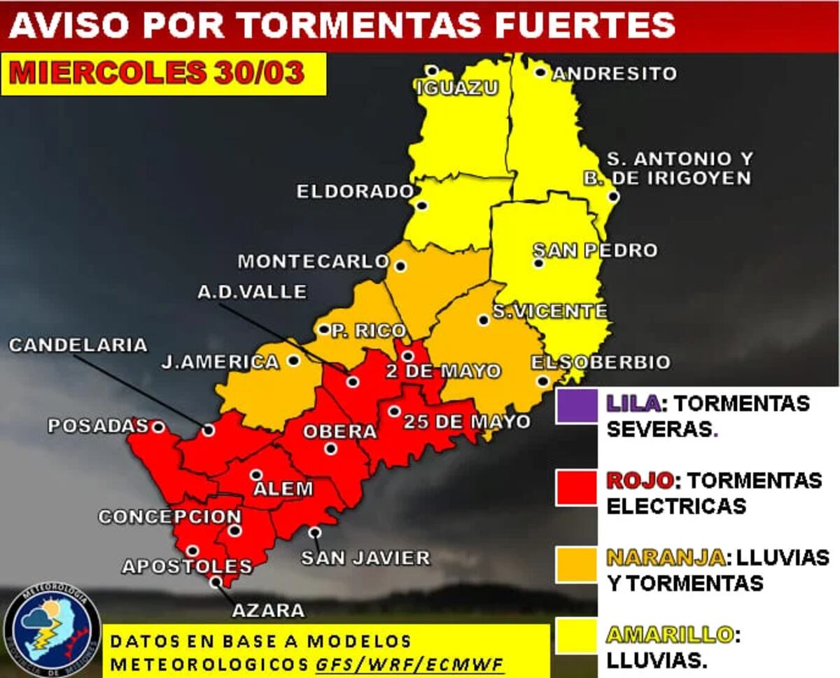 Alerta meteorológico para la provincia de Misiones