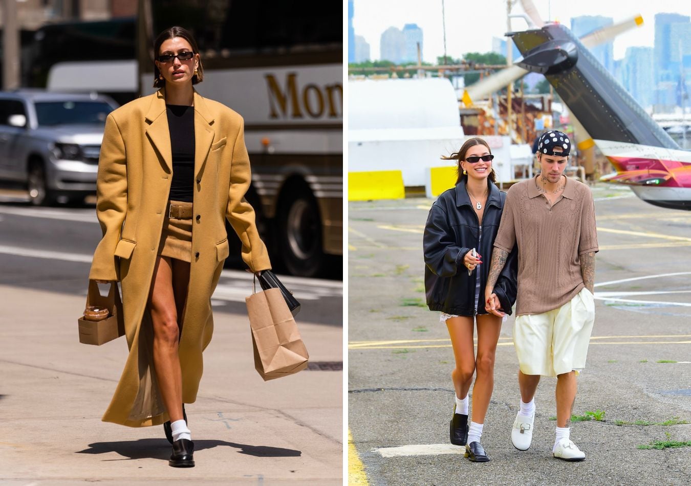 Hailey Bieber demuestra que los mocasines con medias blancas pueden ser el nuevo must-have del invierno.