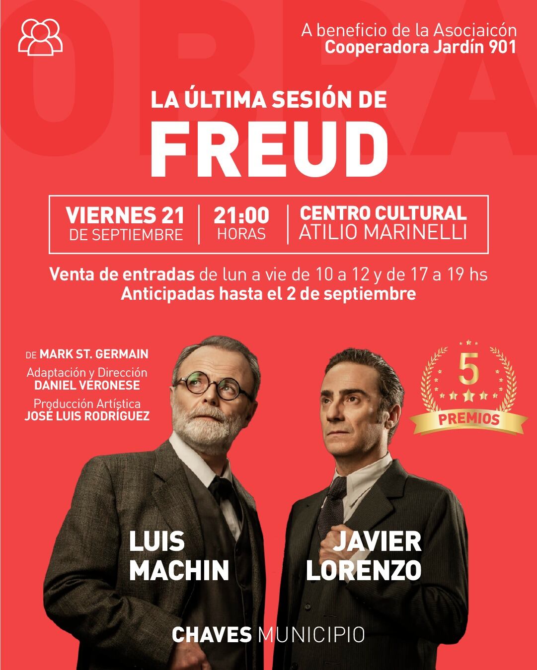 El actor chavense Javier Lorenzo se presenta con “La última sesión de Freud” en Benito Juárez