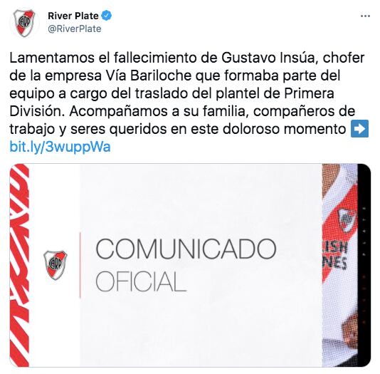 River comunicó la muerte de Gustavo Insúa, chofer del equipo.