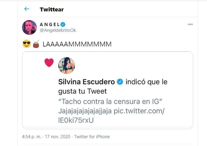 El like de Silvina Escudero a una foto de Nicolás Riera