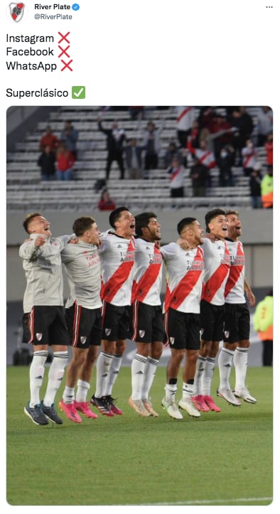 La última gastada de River a Boca por la caída de varias redes sociales.