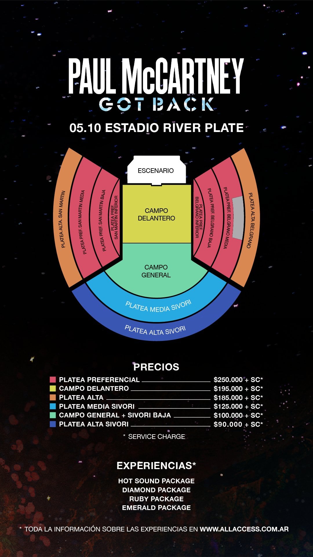 Precios de entradas para Paul McCartney en River