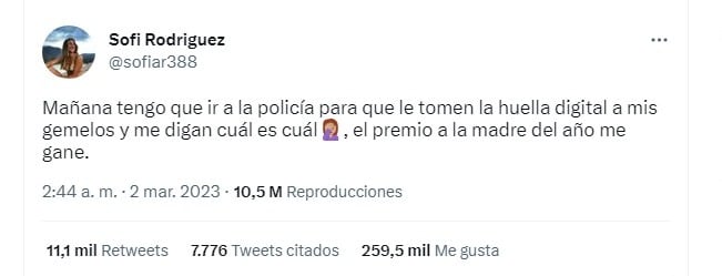 Una mamá mendocina fue viral en Twitter ya que se le ocurrió una particular idea para poder diferenciar a sus hijos. 