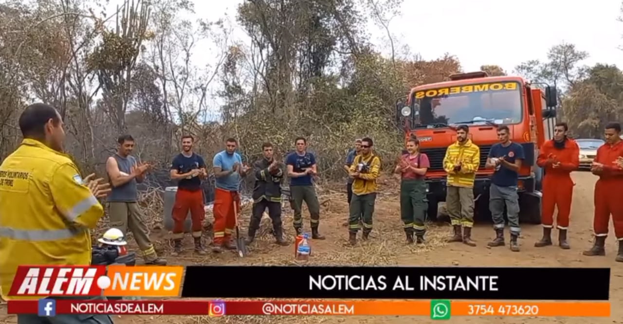 En Misiones reconocieron uno por uno a todos los bomberos pampeanos que ayudaron a combatir los incendios en Misiones.