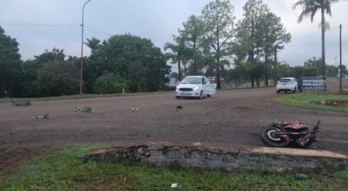 Accidente vial en San Javier: un motociclista resultó herido.