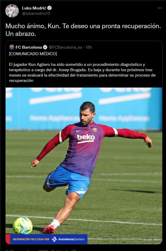 El mensaje de apoyo para el Kun Agüero