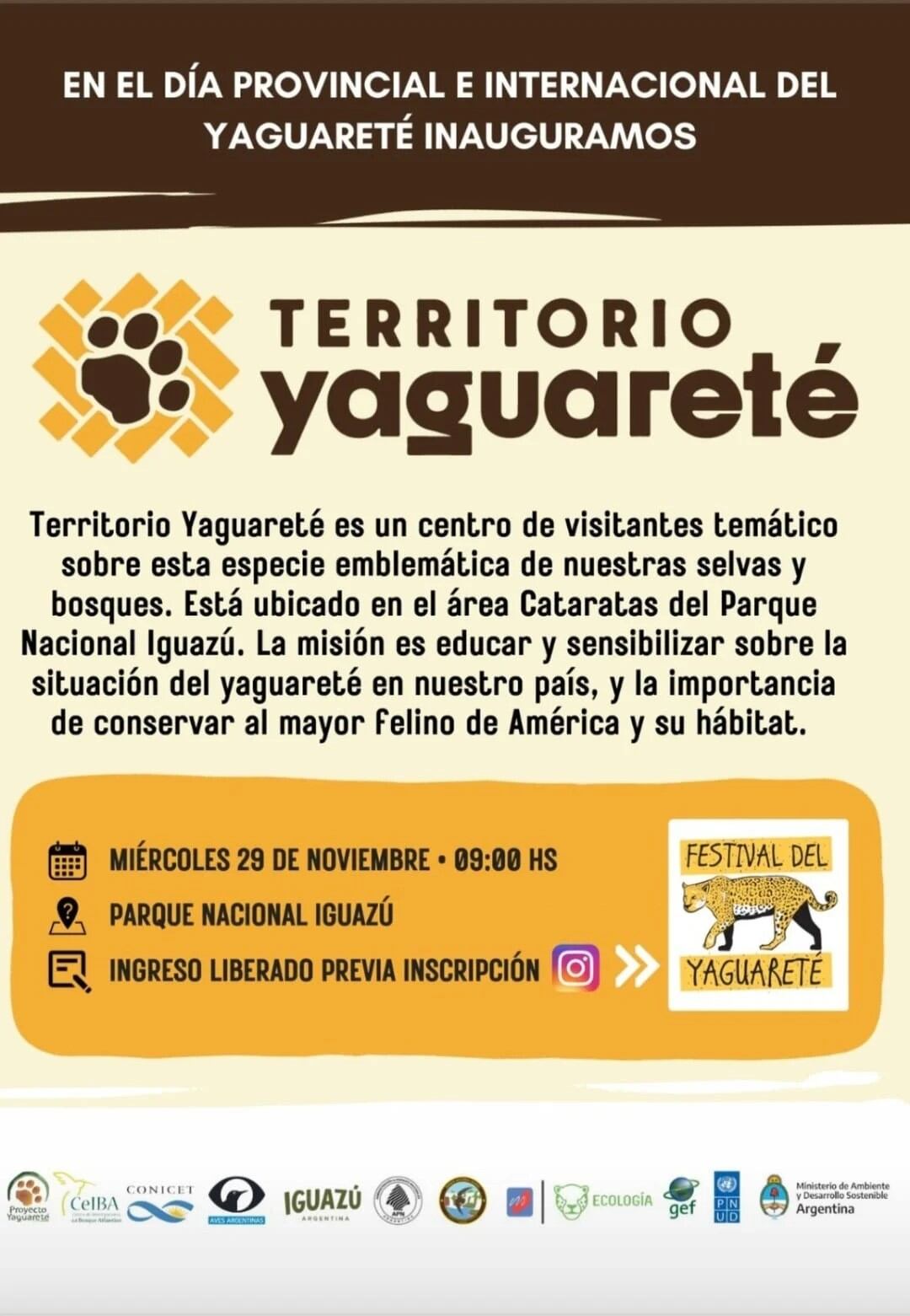 Inaugurarán el “Territorio Yaguareté” en el área de Cataratas del Iguazú.