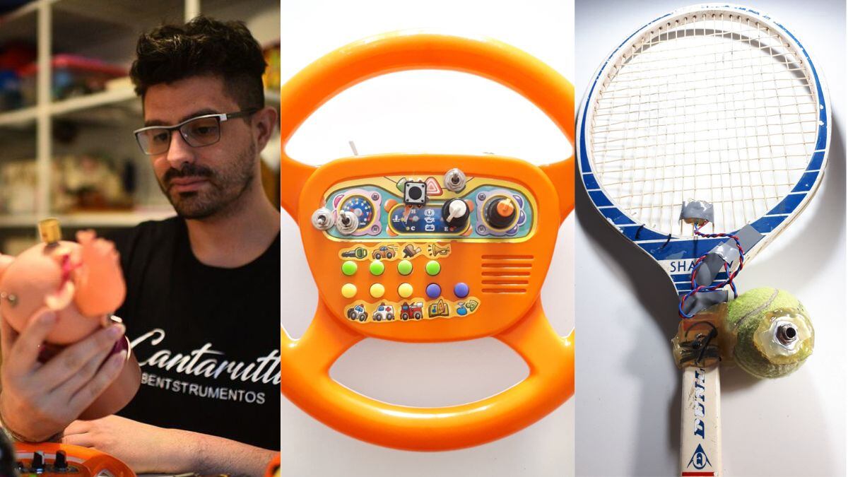 Buscando nuevos sonidos, un cordobés trasforma juguetes en instrumentos musicales