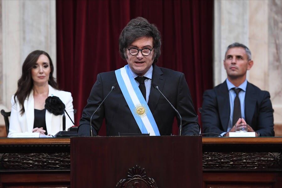 El presidente Javier Milei en la apertura de sesiones ordinarias (Foto: Comunicación Senado)