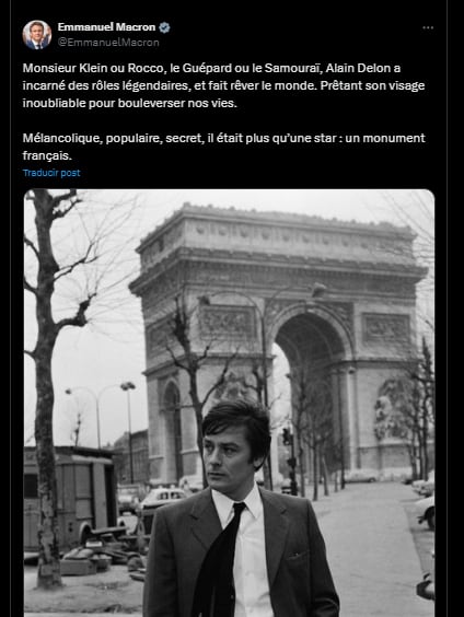 Emmanuel Macron despidió al actor Alain Delon