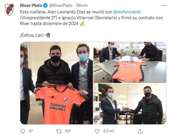 Leo Díaz firmó su primer contrato con River.