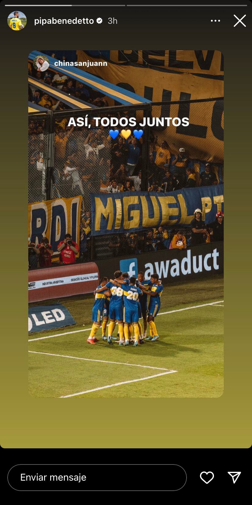 La historia que Darío Benedetto subió a su cuenta de Instagram.