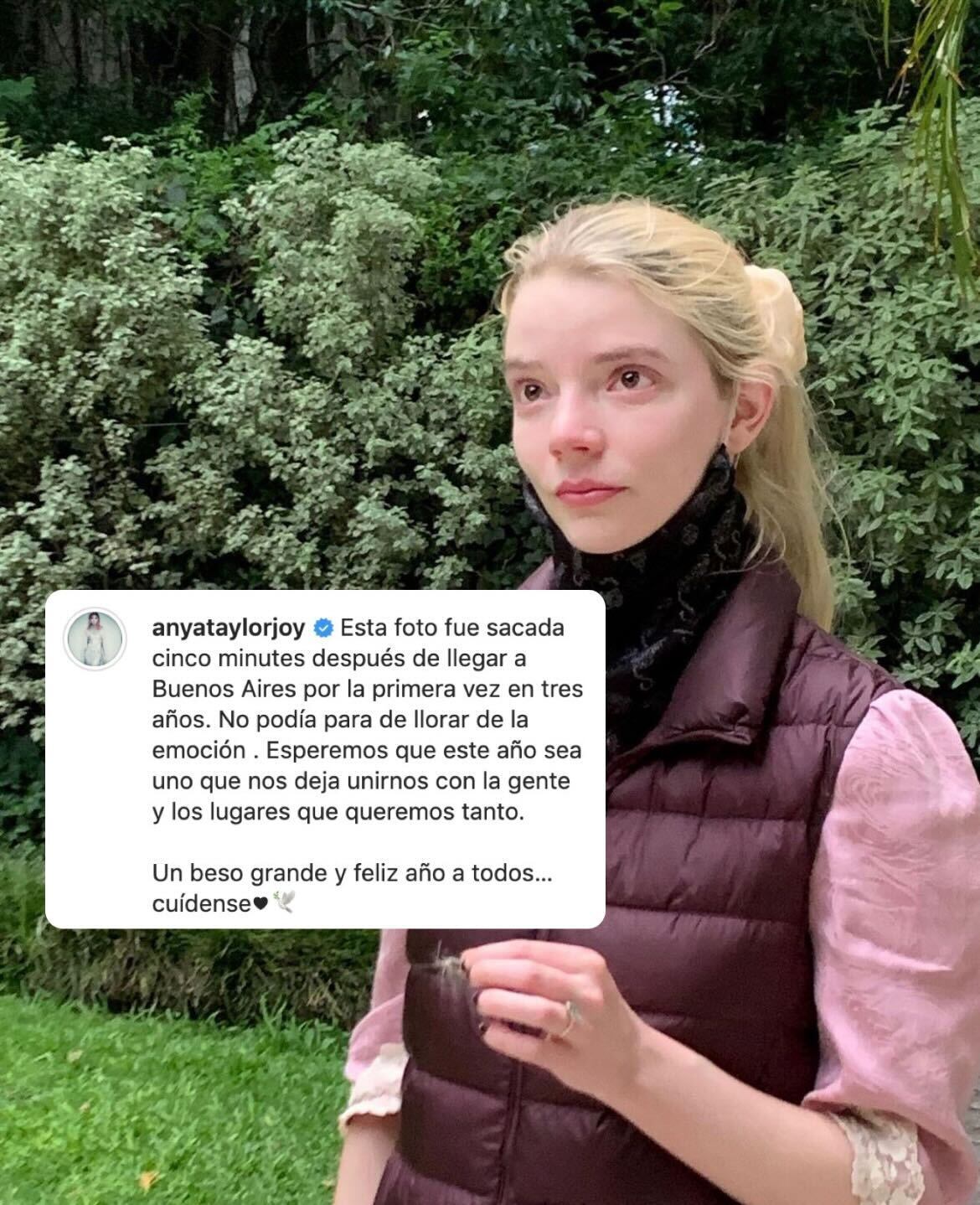 Anya Taylor Joy subió este posteo cuando vino a Argentina de visita