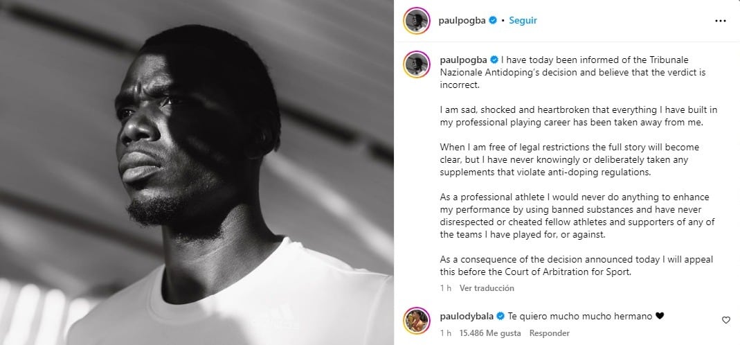 El comunicado de Pogba y el mensaje de Dybala.