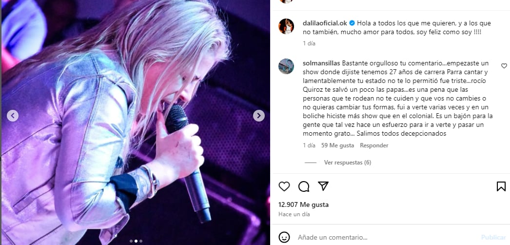 La publicación de Dalila tras su polémica presentación