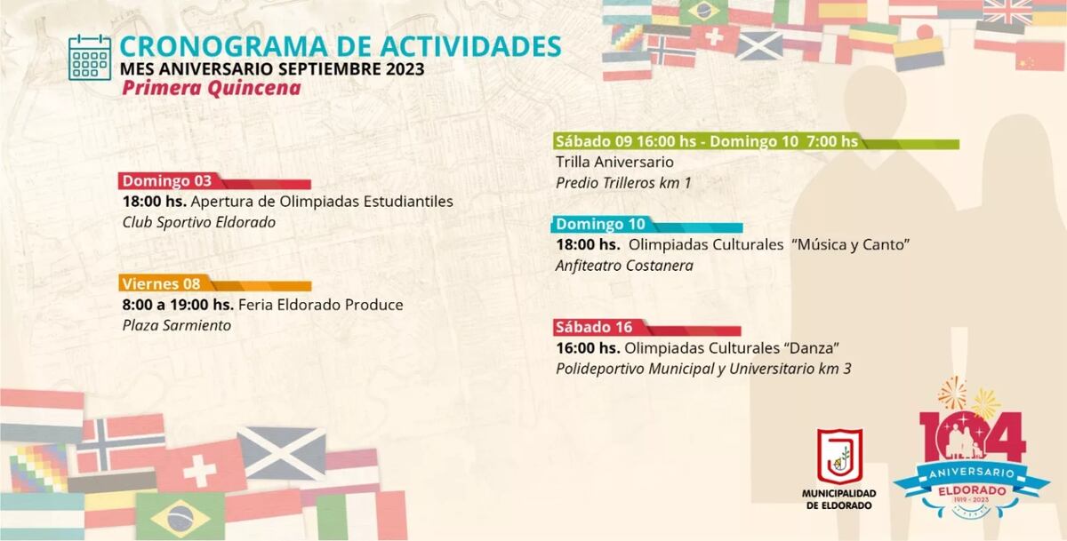 Preparan las actividades por el aniversario de Eldorado