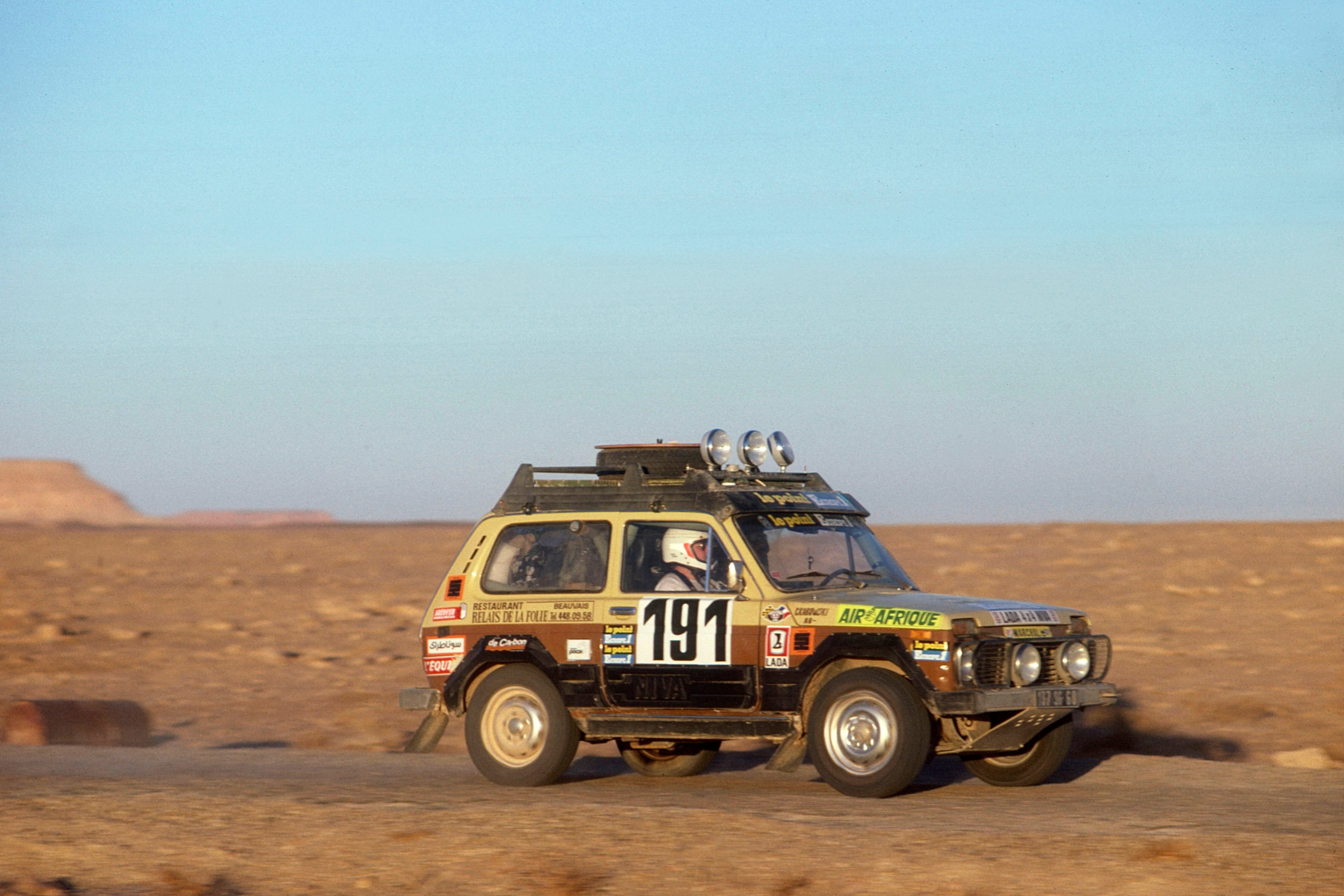 Denis Grabowski y Philippe Chéron, en el París-Dakar 1982.