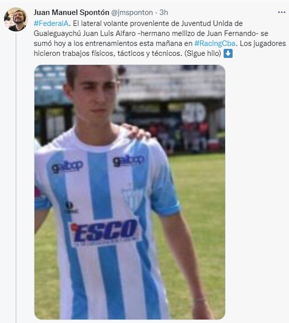 Los Alfaro, de Gualeguaychú a reforzar a Racing.