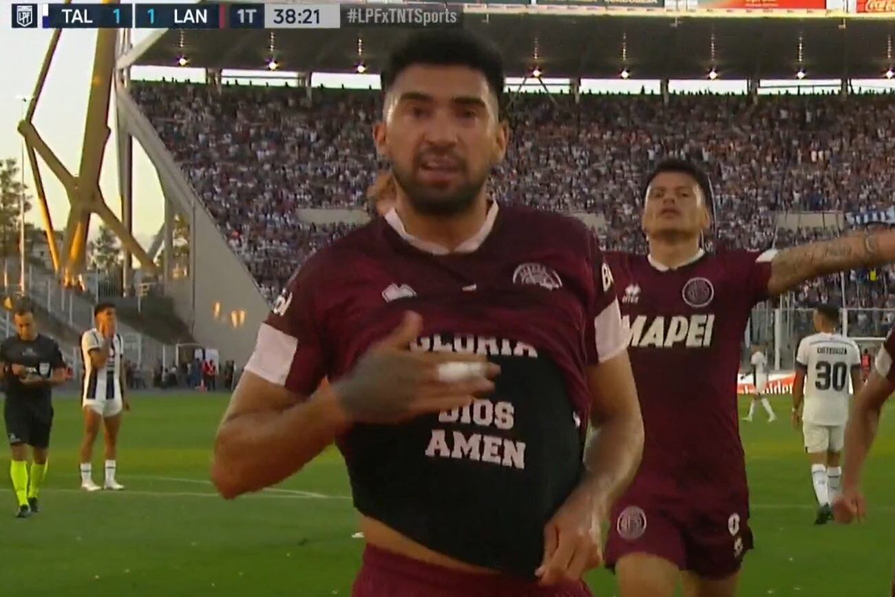 Marcelino Moreno marcó para Lanús ante Talleres. (Captura de TV)