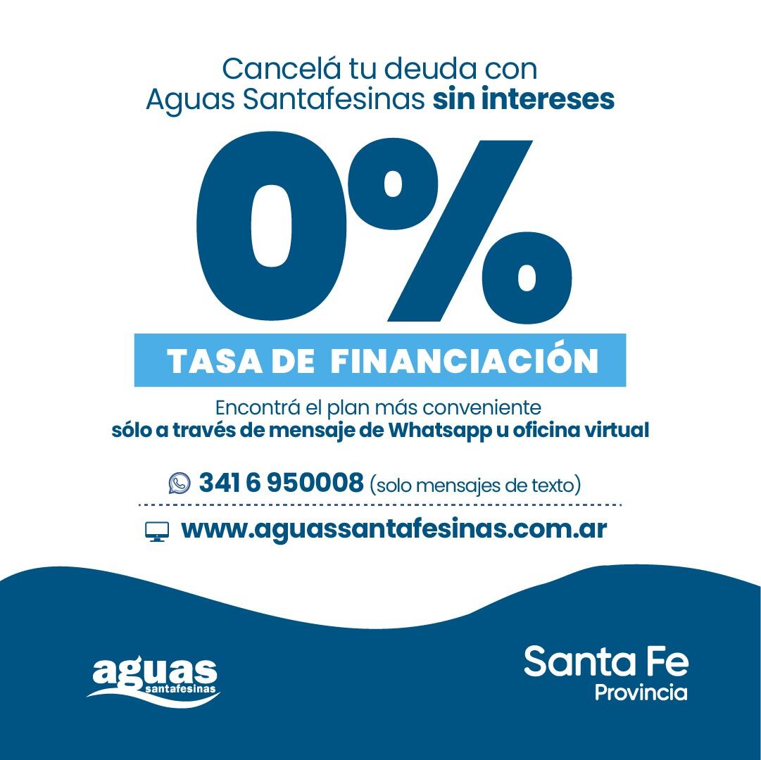 Aguas Santafesinas lanza plan de pagos