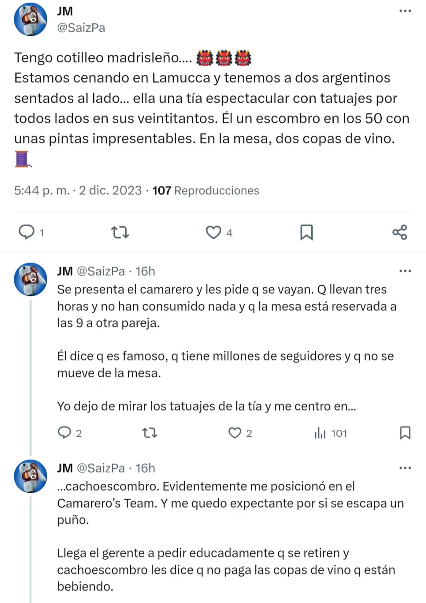 El tuit de la mesa de al lado.