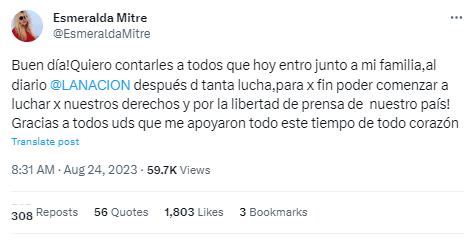 El escrito de Esmeralda Mitre sobre la reunión.