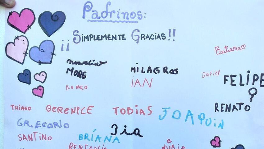 Agradecimiento de los alumnos de la Escuela N°5 de Bajo Hondo a sus padrinos.