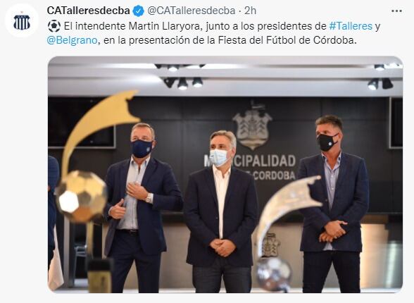 El intendente de Córdoba, Martín Llaryora, palpita el clásico con Andrés Fassi y Luis Fabián Artime, presidentes de Talleres y Belgrano.