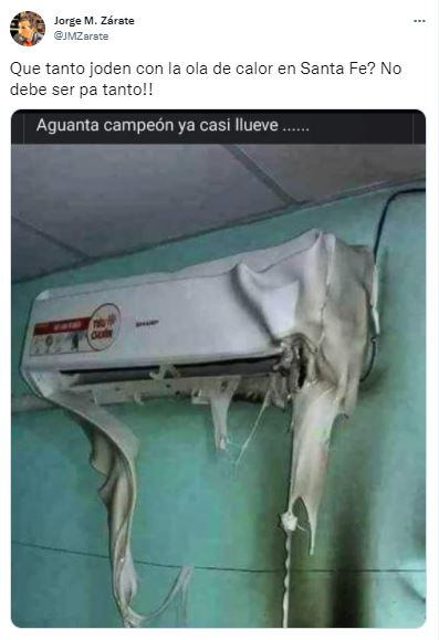 La ola de calor se siente en la provincia de Santa Fe y los santafesinos compartieron su humor en las redes.