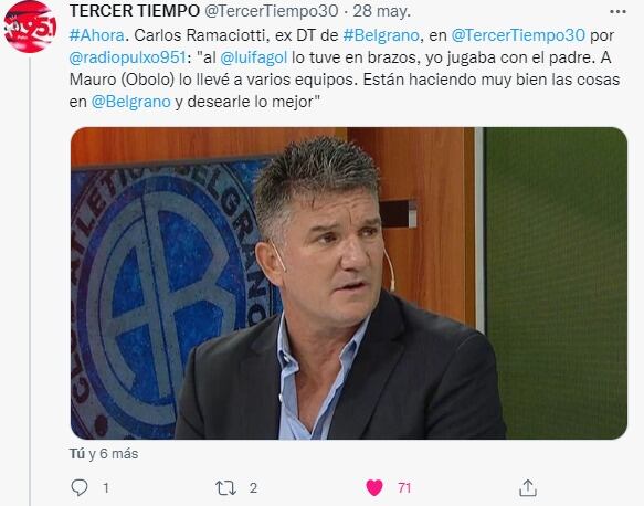 Carlos Ramacciotti elogió la gestión de Luis Artime como presidente y de Guillermo Farré al frente del equipo.