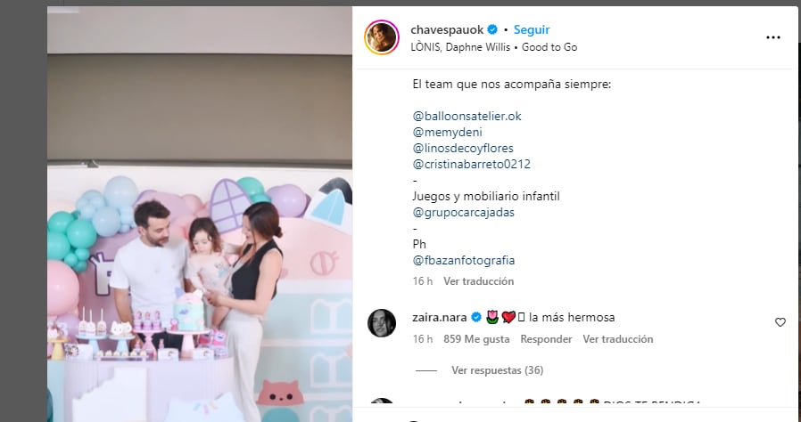 Zaira Nara saluda a Filipa, la hija de Paula Chaves