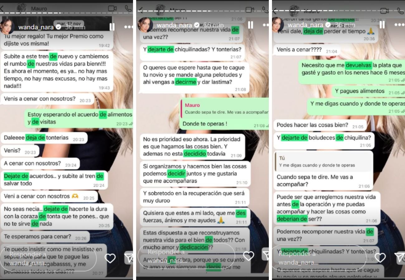 Wanda Nara filtró nuevos chats con Mauro Icardi