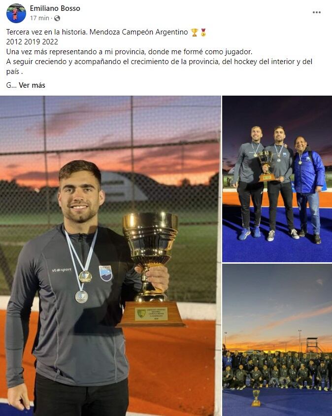 El mendocino, Emiliano Bosso, fue elegido el mejor arquero del torneo argentino de hockey sobre césped.