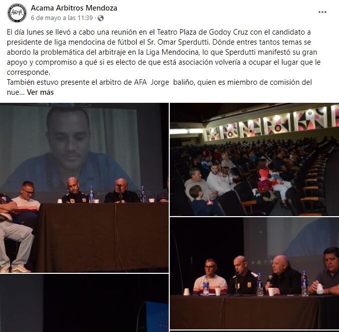 Árbitros de ACAMA se reunieron con Omar Sperdutti, candidato a ser el presidente e la Liga Mendocina de Fútbol.